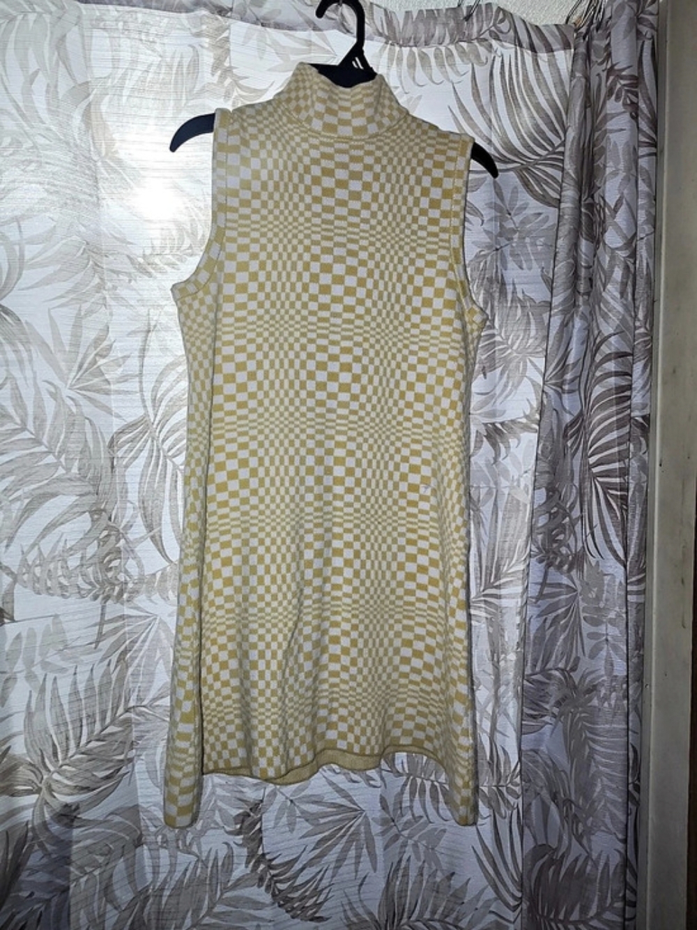 UNIF Checkered Mini Dress in Yellow & White Size Small